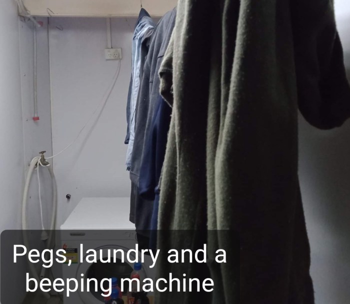 Pegs, laundry and a beeping machine — original cover